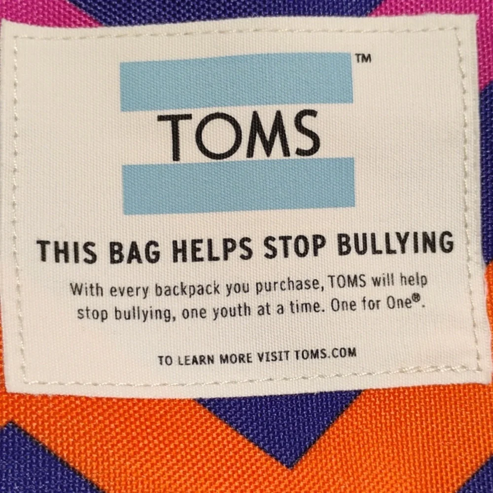 (#34) New Toms Zig Zag Bag To Help Stop Bullying One Youth At A Time Backpack